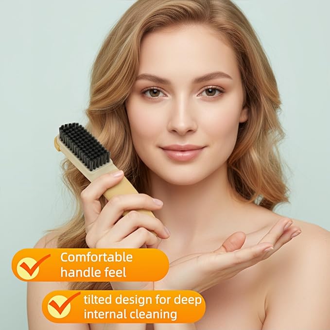Ergonomic Clothes Soft Bristle Laundry Brush, Milk Yellow, ABS+PBT Material, Hanging Design, Portable Hand-Held Cleaning Tool with Comfortable Grip for Garments, Shoes, Household (Yellow, S)