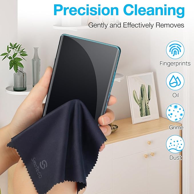SmoTecQ 32 Pack Microfiber Cleaning Cloths for Glasses (Individually Wrapped) - Premium Optical Lens Cleaner for Screens, iPhone, iPad, Camera & Eyeglasses - Washable & Lint Free (Black & Grey)