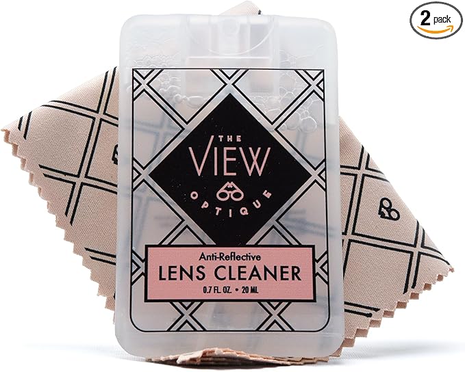 Anti-Reflective Safe lens Cleaner Spray Kit – (1) 0.7oz Glasses Cleaner Spray, (1) Microfiber Cloth for Eyeglasses, Sunglasses, Lenses, Screens and Camera Cleaning Kit (2 Piece Set)