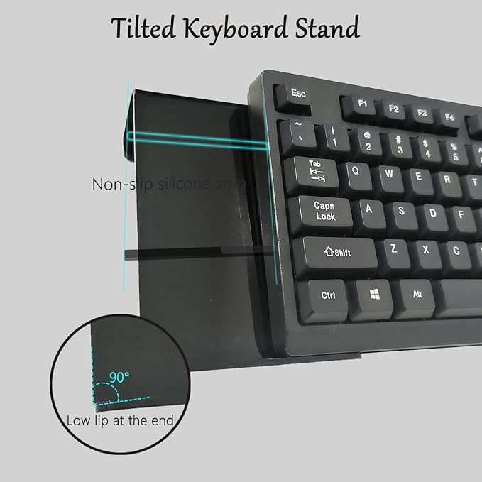 Computer Keyboard Stand with Gel Cloud Wrist Rest Keyboard Riser for Desk Cute Silicone Mouse Wrist Pad Set Easy Typing Ergonomic Tilted Acrylic Transparent Keyboard Holder for Desktop Office Black
