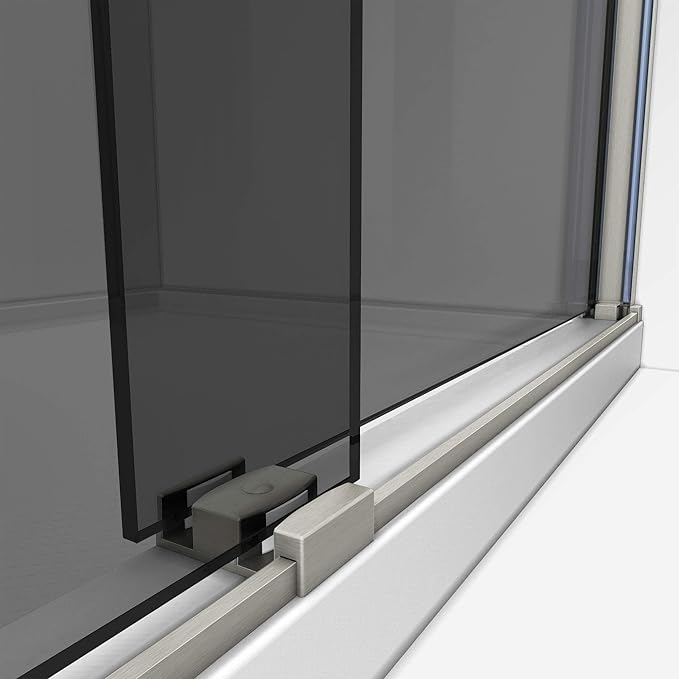 DreamLine Sapphire 56-60 inch W x 60 inch H Semi-Frameless Bypass Tub Door in Brushed Nickel and Smoke Gray Glass