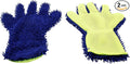 BokWin 2-Pack Car Wash Mitt Scratch Free, 5-Finger Microfiber Wash Mitts, Car Interior Exterior Cleaning Gloves, Auto Chenille Washing Sponge Kits for Cleaning Wheel Tight Spot(Blue)
