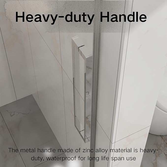 Frameless Shower Door 60" W x 72" H, 1/4" Clear Tempered Glass, Sliding Design, Reversible Installation, Chrome Finish, Space-Saving Glass Shower Door for Small Bathrooms