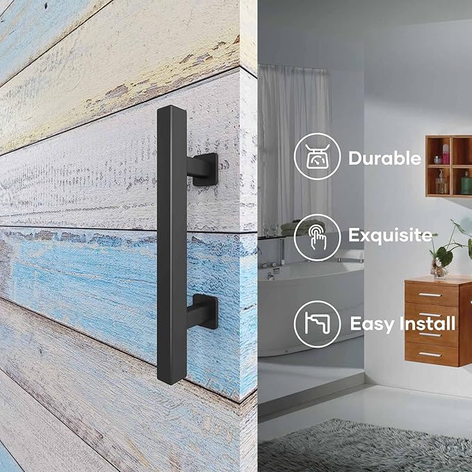 EaseLife 2 Pack 12" Sliding Barn Door Handles and Pulls Hardware,Rustic Double Sided,Heavy Duty