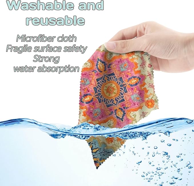 6 PCS Glasses Cleaning Cloth Eyeglass Lens Microfiber Cleaning Cloth Reusable Phone Screens Camera Cute Aesthetic Women Girls(6.3"x6.3")-Green Blue