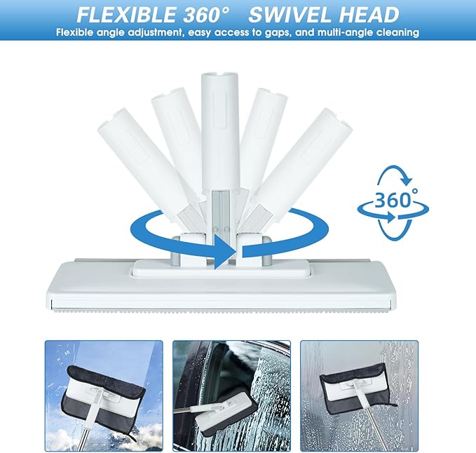 Disposable Dust Mop with 3 Shiny Cleaning Wipe Cloths, 360°Spin No Wash Mop, 4Ft Extension Pole Snap Grip Mini Mop -Automatic Cloth Changing, Small Disposable Dust Mop Set for Tile, Floor and Wall