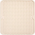 Silicone Dish Drying Mat for Multiple Usage, Easy clean, Eco-friendly, Heat-resistant Dish Drainer Mat for Kitchen Counter,Sink,Refrigerator or Drawer liner (12" x 12", BEIGE)