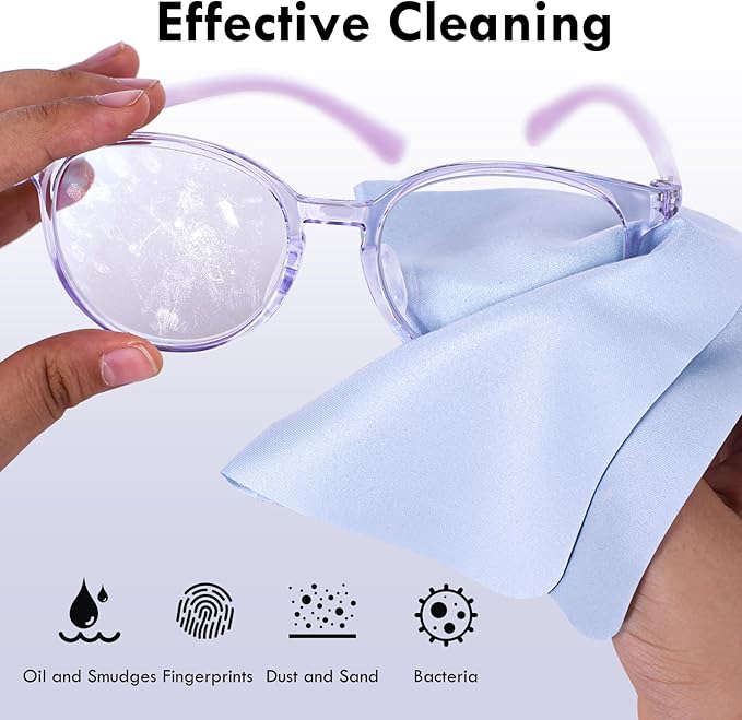 Nadadora Individually Wrapped Premium Microfiber Glasses Cleaning Cloths,20 Pack,Extra Thick,Soft and Dense for Eyeglasses,Sunglasses,Camera,Jewelry,Phone,Lense,Screen,LCD,Reusable and Washable,6"X7"