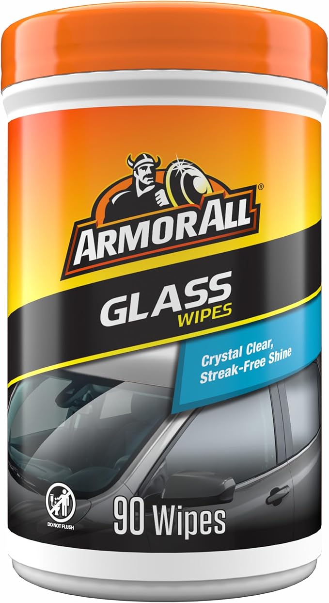 Car Glass Wipes by Armor All, Auto Glass Cleaner for Film and Grime, 90 Count