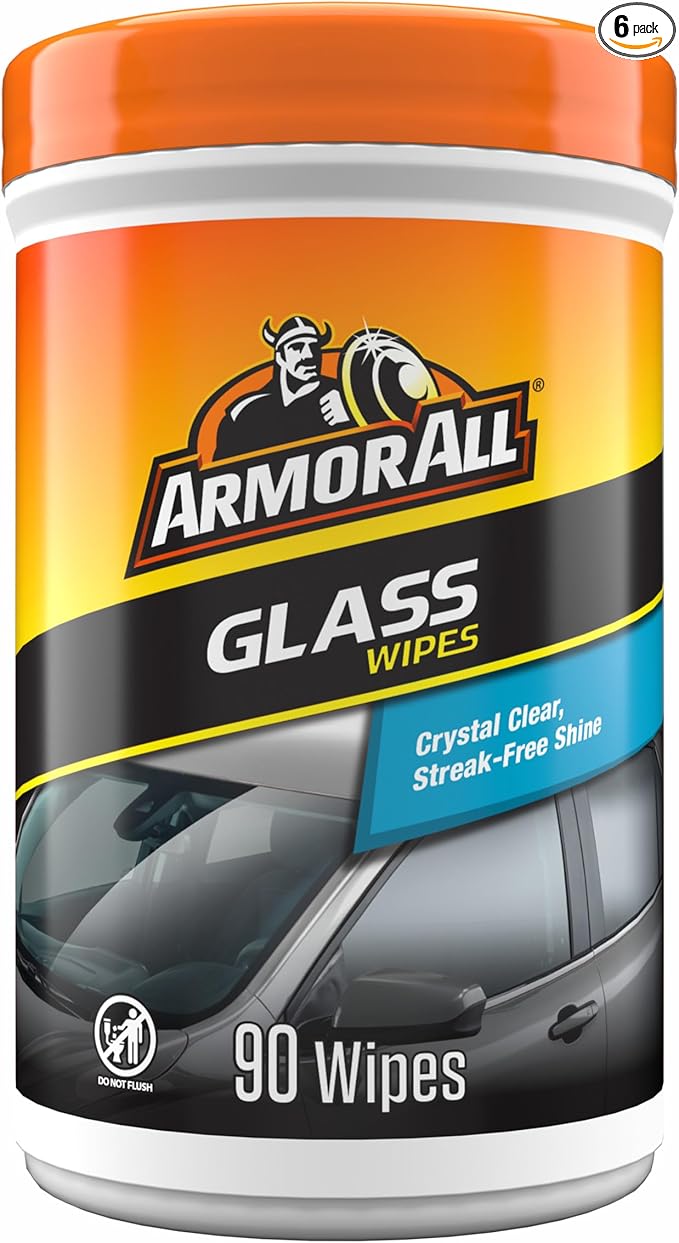 Armor All Car Glass Wipes by Armor All, Auto Glass Cleaner for Film and Grime, 90 Count (Pack of 6)