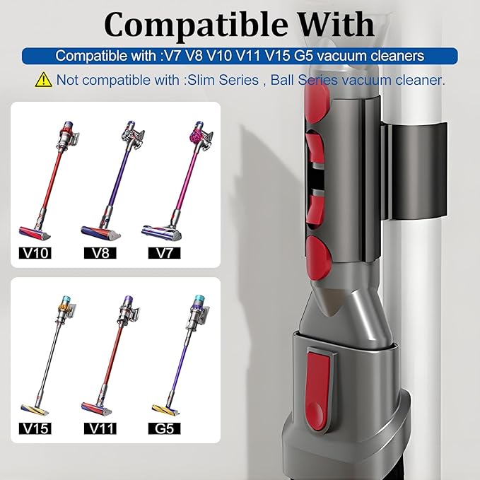 Vacuum Attachment Holder for V7 V8 V10 V11 V15 G5 – Holds 2 Attachments on Telescopic Wand – Effortless Installation – 360° Rotating Tool Clip, No Longer Easily Lose Accessories