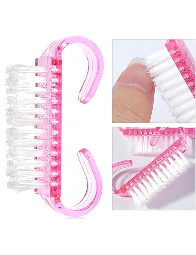 luvilly4 Pack Handle Grip Nail Brush, Nail Brush for Cleaning Fingernails, Pedicure Brushes for Toes and Nails Men Womeb（1Blue+1Green+1Pink+1Purple）