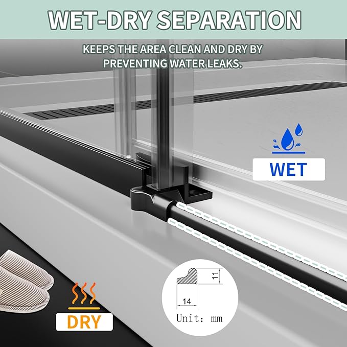 Frameless Shower Door 56-60 in. W x 76 in. H, Single Sliding Glass Door, 5/16" (8mm) Tempered Glass, Nano Coated for Easy Cleaning, Linear Design, Walk-in Bathroom Glass Door – Matte Black