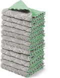 kimteny 12 Pack Dish Towels, 10x10 in Premium Dish Cloths, Super Absorbent Kitchen Towels Coral Velvet Dishcloths Nonstick Oil Fast Drying Washcloths (Green-Grey)