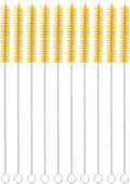 uxcell 10Pcs Drinking Straw Cleaning Brushes, 8" x 3/8" Nylon Bristles Long Straw Brush Pipe Cleaner for Washing Straws Pot Spout, Sippy Cup, Bottle and Tube (Yellow)