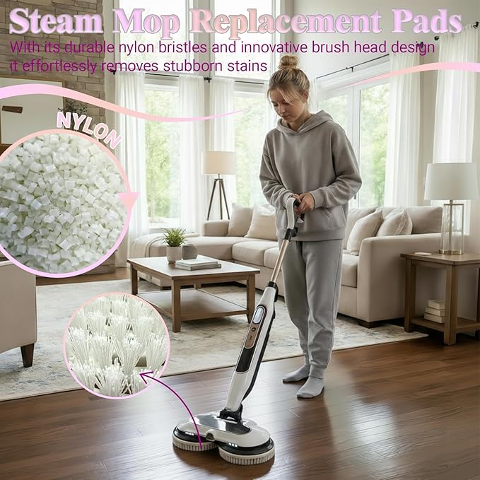 Steam Cleaner Mop Replacement Brush Heads for Shark steam and Scrub mop S7000 S7201 S7005 S7020 S7001C S7000AMZ S8001, Upgraded Scrubbing & Polishing Pads for Deep Cleaning Hard Floors, Black & White