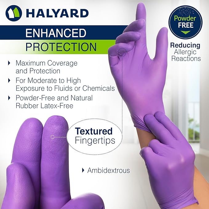 HALYARD PURPLE NITRILE Gloves Powder Free Disposable Medical Exam Gloves