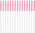 uxcell 15Pcs Drinking Straw Cleaning Brushes, 8" x 2/8" Nylon Bristles Long Straw Brush Pipe Cleaner for Washing Straws Pot Spout, Sippy Cup, Bottle and Tube (Pink)