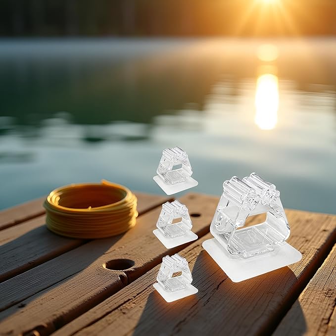 4Pcs Clear Fishing Rod Holder. Mounted Fishing Pole Holder, Wall-Mounted Multi-Purpose Functions, No Need to Drill Fishing Rod Rack, Can Hold any Type of Fishing Rod, Fishing Rod Holders