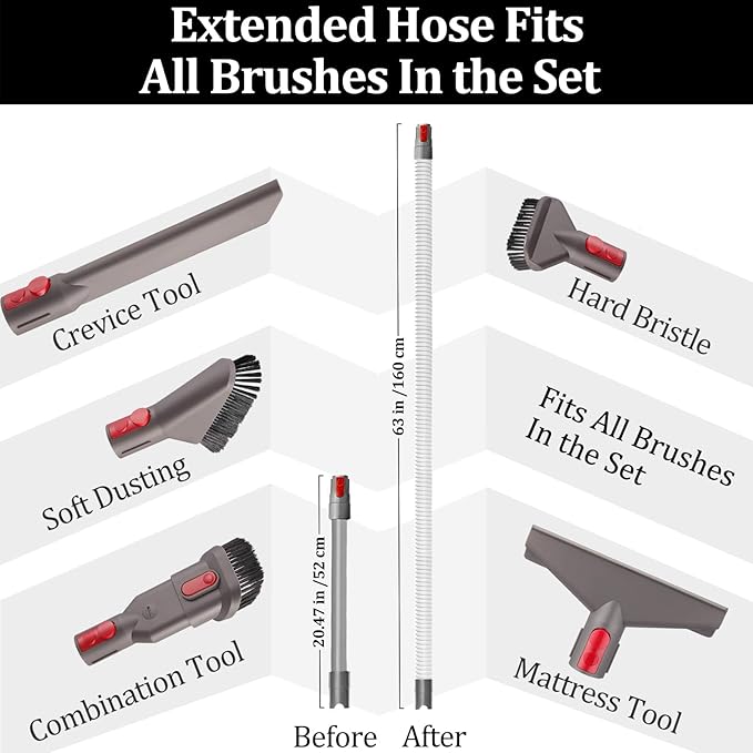 for Dyson Vacuum Attachments Parts Kit V8 V11 V15 V12 V10 V7 Gen5 Cordless Replacement Head, Deep Cleaning of Multi-Functional Accessories, Suitable for Various Settings Such as Homes & Cars