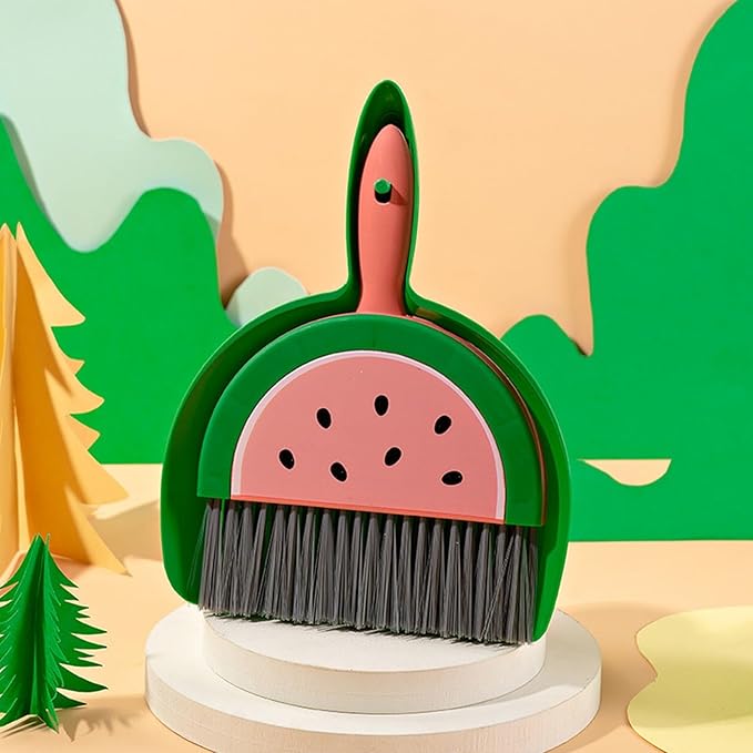 Mini Dustpan and Brush Set, Handheld Portable Compact Dust Pan with Handle,Household Fruit Shape Mini Small Dust Pan and Brush Set for Cleaning Kitchen Camping Sweeping Keyboards Indoor Pet Table