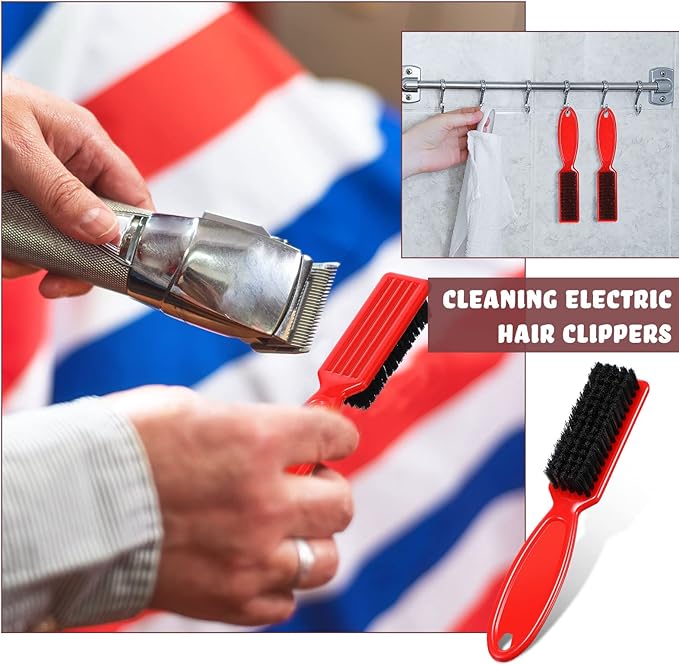 Patelai 12 Pcs Barber Clipper Brush Blade Trimmer Cleaning Brush for Fades Nail Neck Duster Manicure Salon(Black, Red)