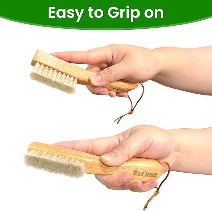 Natural Boar Bristle Laundry Brush, Perfect for Shoes & Delicate Fabrics, Scrubbing Tough Stains