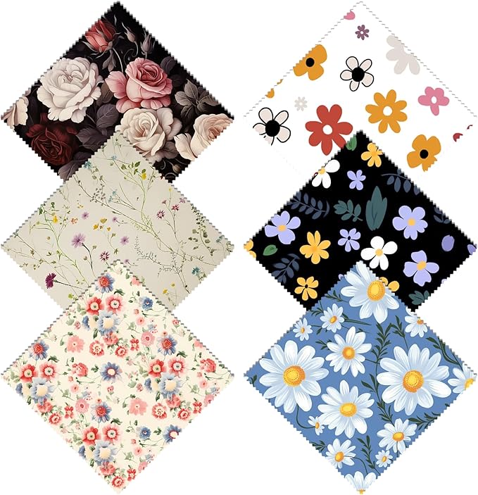 6 PCS Glasses Cleaning Cloth Eyeglass Lens Microfiber Cleaning Cloth Reusable Phone Screens Camera Cute Aesthetic Women Girls(6.3"x6.3")-Flowers