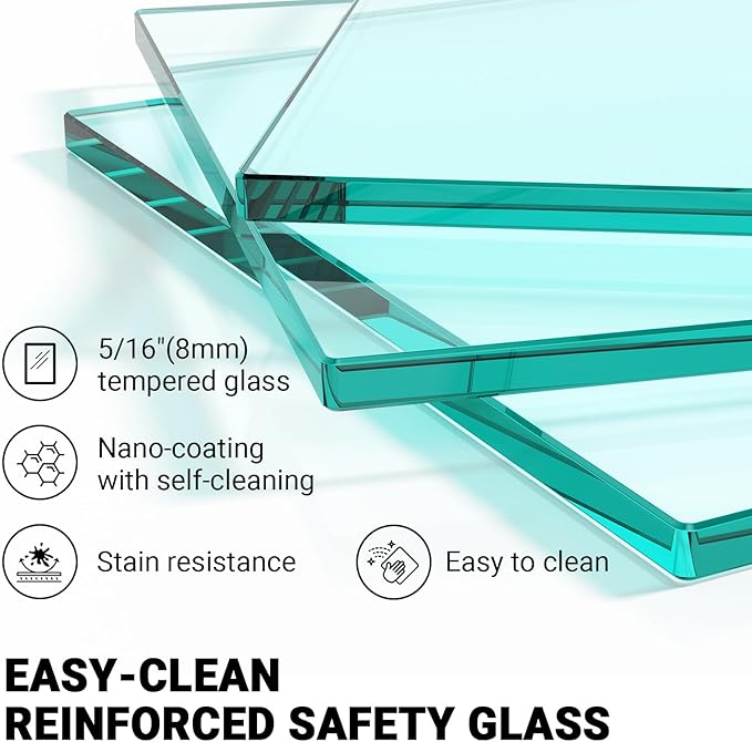Frameless Sliding Shower Door 44–48 in W x 76 in H, 5/16" (8mm) Clear Tempered Glass Shower Doors Glass Sliding 48 Inches, Double Nano Coating, Stainless Steel Hardware, Silent Smooth Rollers, Chrome
