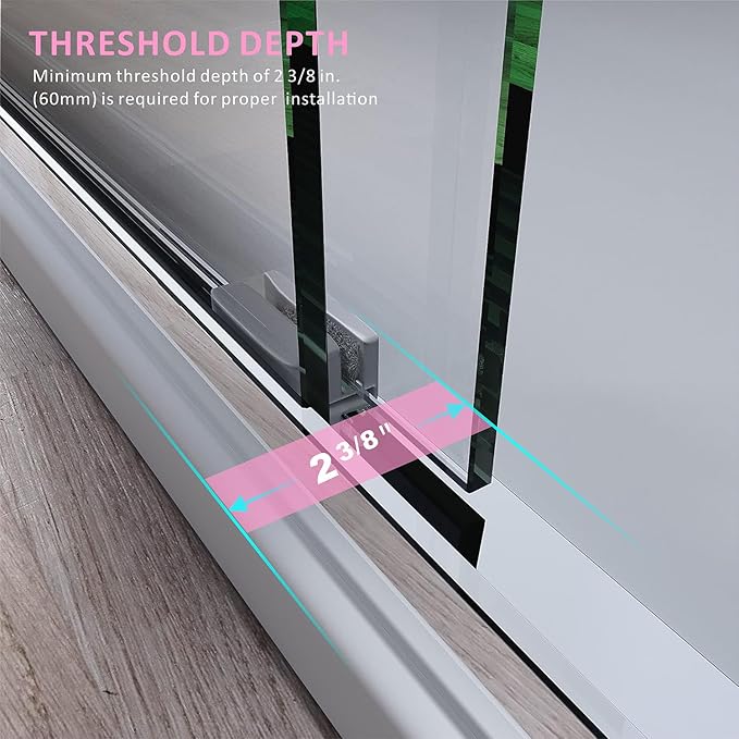 Bathtub Sliding Doors,56-60 inch W x 57 inch Height Shower Doors with 1/4 inch(6mm) Clear Tempered Glass,Semi-Frameless Bypass Tub Doors with Stainless Steel Brushed Nickel Handles
