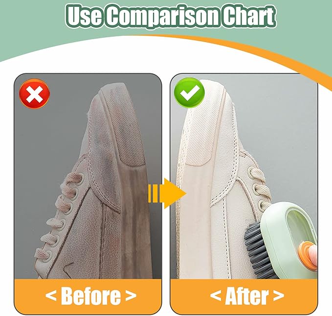 Liquid Adding Soft Fur Cleaning Brush, Multifunctional Cleaning Brush with Soap Dispenser, Multifunctional Liquid Shoe Brush, 2 Brushes + 2 Cleaning Cloths for Home Cleaning, Shoe Washing, Laundry