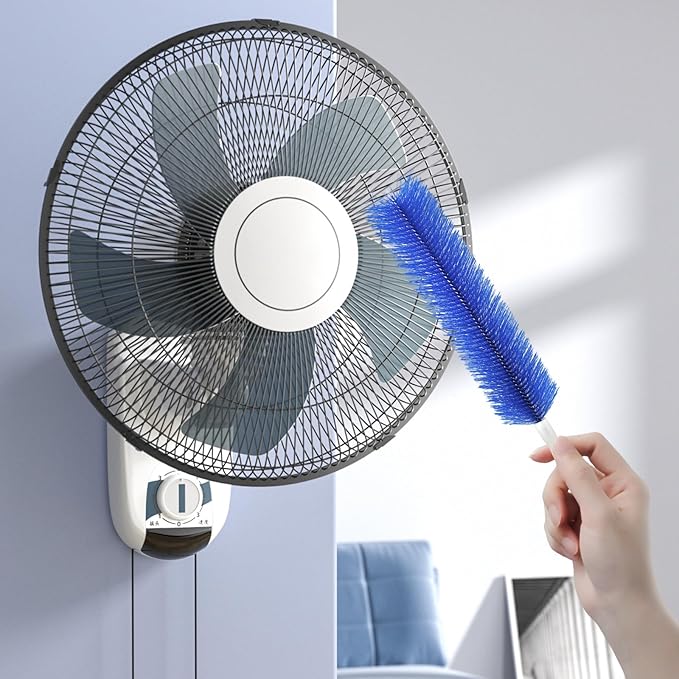 3 Pcs Fan Cleaning Brush, Fan Cleaner for Stand Up Fan, Bendable and Reusable Brush with Dense Bristles for Blinds and Air Conditioning Vents (Blue/Grey)