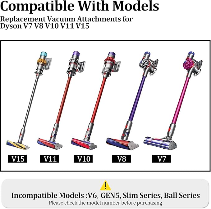 for Dyson Vacuum Attachments Parts Kit V8 V11 V15 V12 V10 V7 Gen5 Cordless Replacement Head, Deep Cleaning of Multi-Functional Accessories, Suitable for Various Settings Such as Homes & Cars
