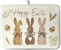 Happy Easter Bunny Dish Drying Mat Rabbits Egg Carrot Dish Pad for Kitchen Counter 18x24 Inch Microfiber Absorbent Spring Bufflao Plaid Dish Draining Mat Reusable Washable Dish Drainer Rack Mat