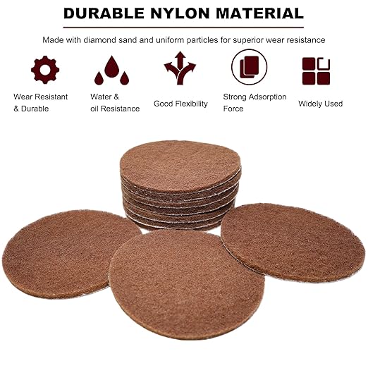 10 Pack 6 Inch Multipurpose Brown Scrubber Scouring Pads Flocking Scuff Pads -Hoop and Loop Scuff Pads Conditioning Discs Polishing Pad for Furniture Automotive Cleaning, Rust Removal (120 Grit)