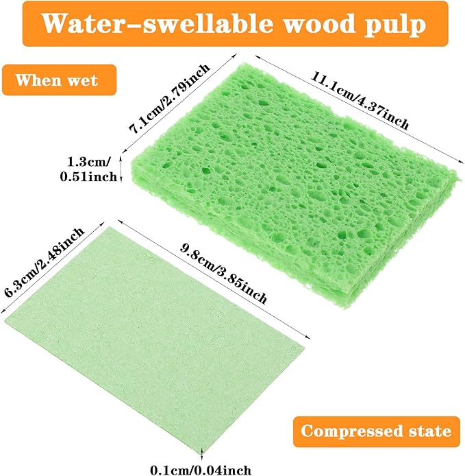 15Pcs Cellulose Sponges, Compressed Kitchen Sponges - 5 Colors Multipurpose Cleaning Sponge for Kitchen Bathroom Cars