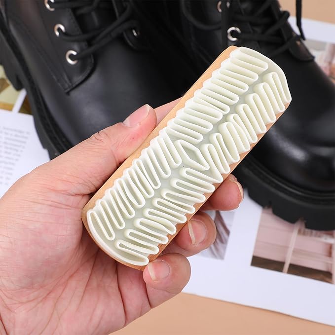 2 Pcs Suede Brushes for Shoes, Crepe Shoe Brush and Eraser with Comfortable Wooden Handle Soft Nubuck Shoe Cleaner for Sneakers Leather Boot Care Furniture Bags Belts