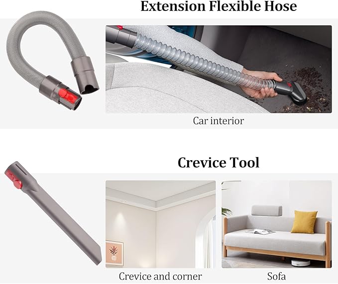 for Dyson Vacuum Attachments Parts Kit V8 V11 V15 V12 V10 V7 Gen5 Cordless Replacement Head, Deep Cleaning of Multi-Functional Accessories, Suitable for Various Settings Such as Homes & Cars