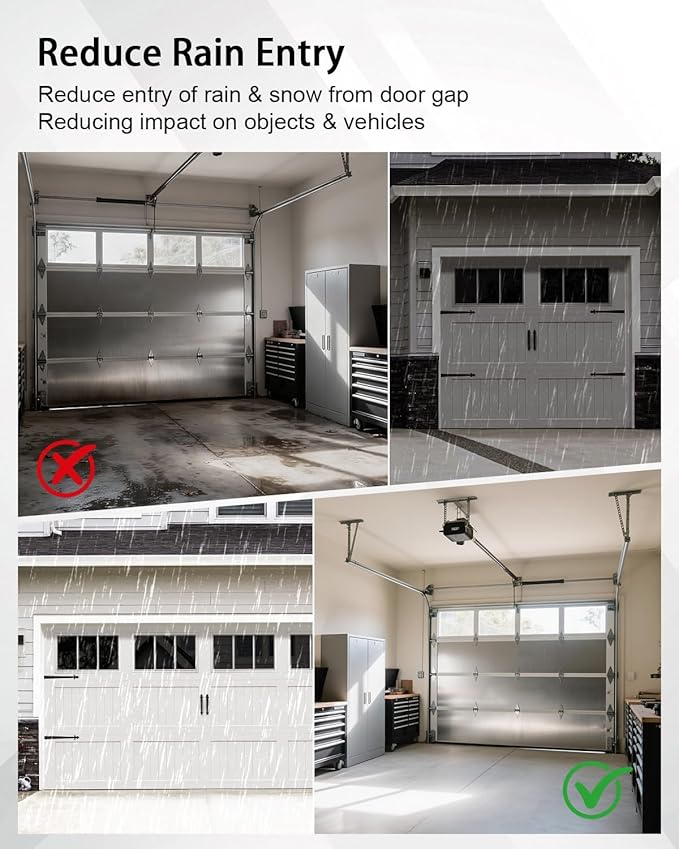 10FT Garage Door Seal Kit and Track Retainer Kit for Steel Sliding Flat Wood Entry Doors, with U O Bottom Rubber Brush