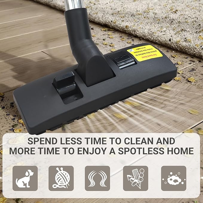 EZ SPARES 1 1/4 inch 32mm Universal Vacuum Cleaner Euro Floor Brush Head Brush Attachment for Floor and Carpet Combo Tool (Black)