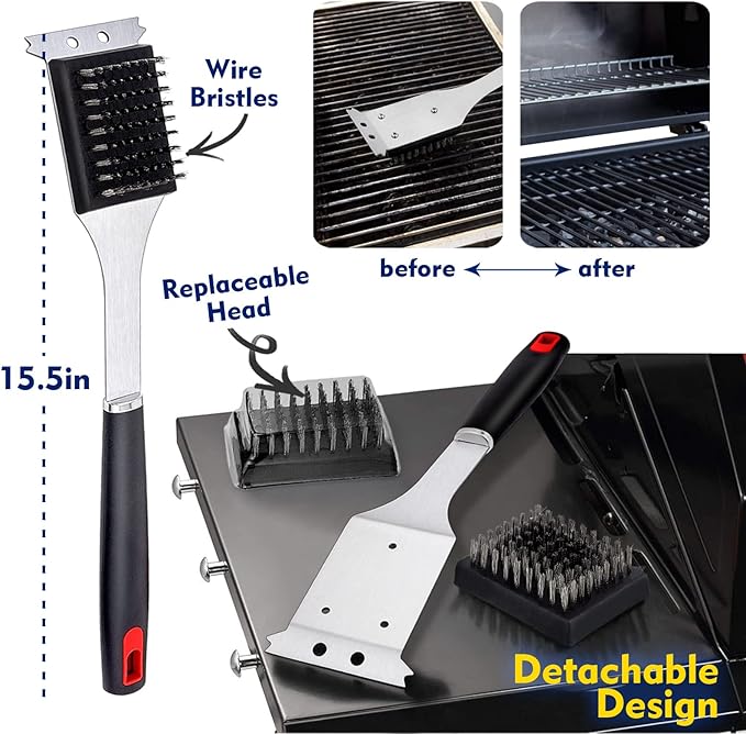 4PCS Grill Brush Replacement Heads, Wire Bristle Free Grill Cleaning Brush Replaceable Heads Fits HaSteeL Grill Brushes Only, BBQ Cleaner