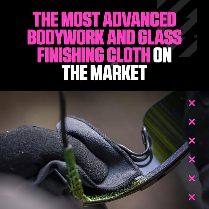 Muc-Off Microfiber Detailing Cloth - Compact Cleaning Cloth for Bicycle and Motorcycle Care - Polishing Cloth for Helmets, Visors and Goggles, Black