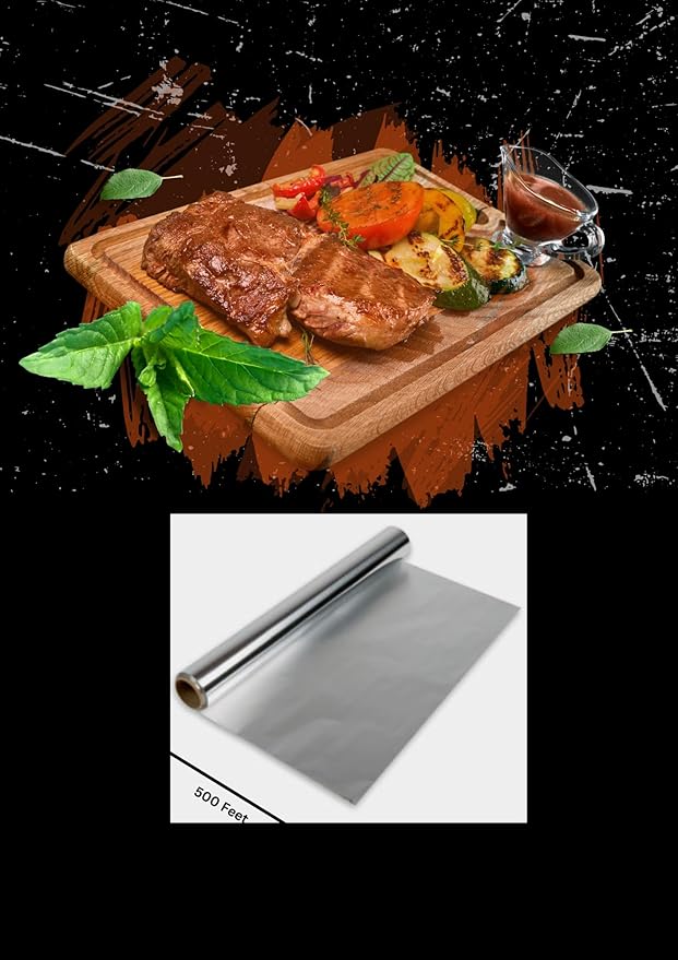 Heavy Duty Aluminum Foil - Commercial Grade Extra Thick - 18 Inch X 500 Ft Roll - Tear-Resistant Foil For Restaurants, Catering, BBQ, Food Prep & Outdoor Grilling