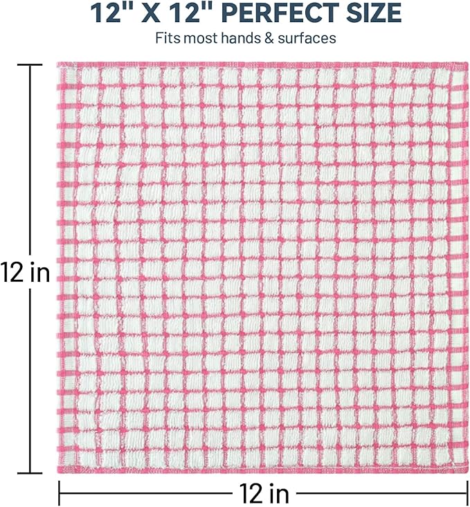 Egles 16 Packs Kitchen Dishcloths 12x12 Inches 100% Cotton Kitchen Dish Cloths for Washing Dishes Scrubbing Wash Cloths Dish Towels Sets (Mix 4 Color)