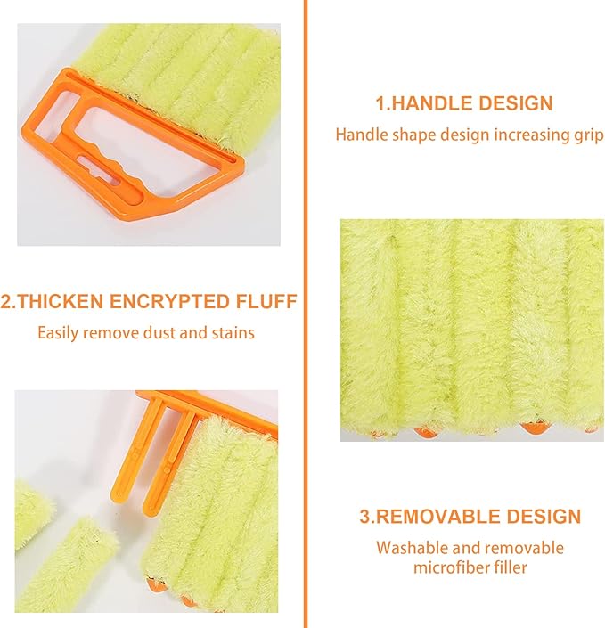 2 Pcs Blind Cleaner - Washable Window Blind Cleaner Duster Tool, Hand-Held Blind Duster for Wood Dlinds Mini Duster Brush Blind Dust Cleaner Venetian Shades Brush Window