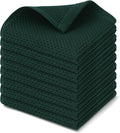 Kitinjoy 100% Cotton Kitchen Dish Cloths (12 X 12 Inches, Blackish Green), 8 Pack Waffle Weave Ultra Soft Absorbent Dish Towels for Drying Dishes Quick Drying Kitchen Towels Dish Rags