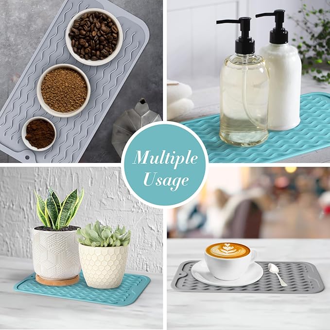 Silicone Dish Drying Mat, Multipurpose Heat Resistant 600 ℉ 7-Inch Food Grade & BPA Free. Non-Slip Trivet mats for Cup, Hot Pot, Hot Dishes
