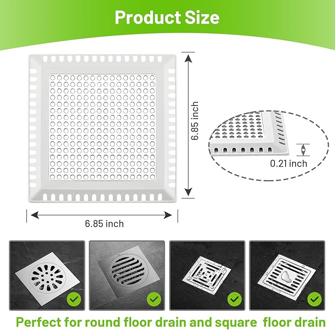 Shower Drain Hair Catcher,Quality Drain Cover Hair Catcher for Bathroom Floor,Square Hair Catcher Shower Drain -No Rust! Shower Hair Drain Catcher to Keep Away from Clogged Drain