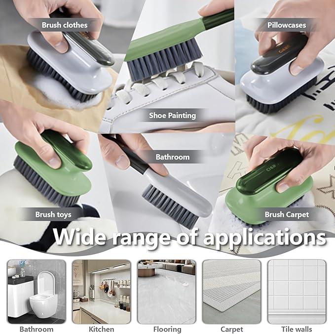 2Pcs Laundry Brush for Stains on Clothes, Household Scrub Brush, Soft Bristle Shoe Scrub Brushes for Cleaning, Easy to Grip Shoe Brush and Hat Clothes Brush Tool,Grey