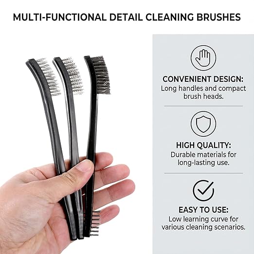 4 Pcs Small Cleaning Brushes, Small Wire Brush for Cleaning, Double-Ended Detail Cleanings Brush for Cleanings Welding Slag and Rust